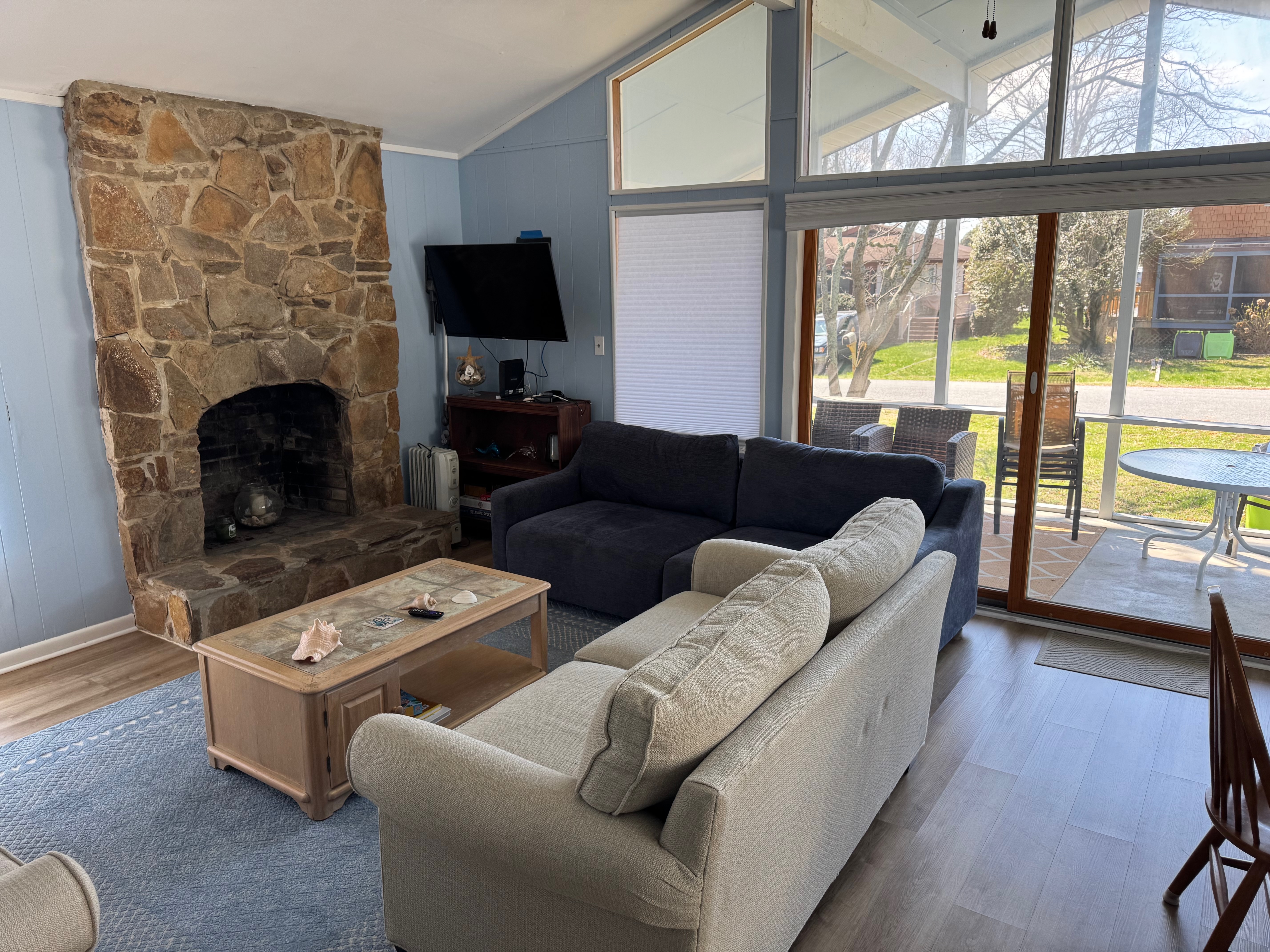 Living room with porch view